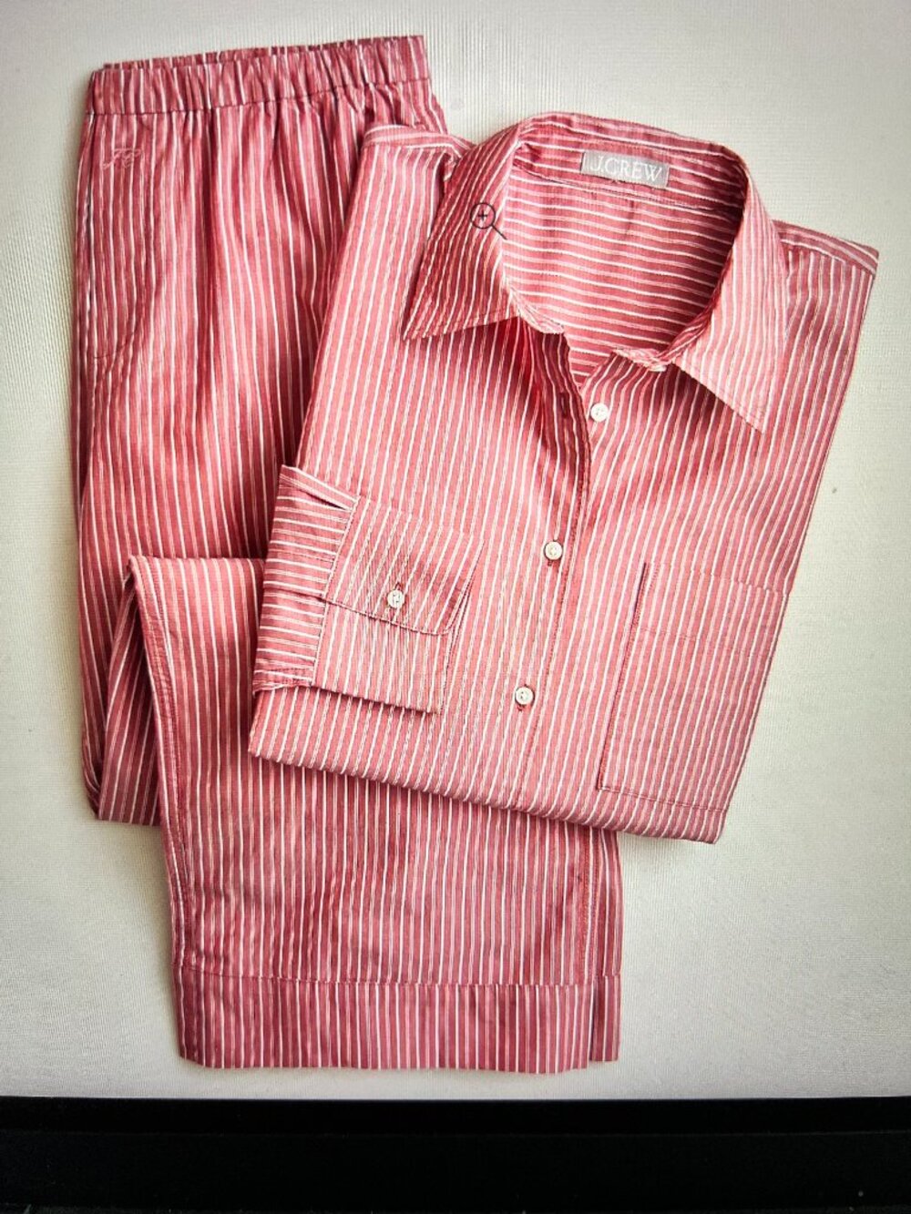 J Crew Berry Sangria Poplin Pajama Top